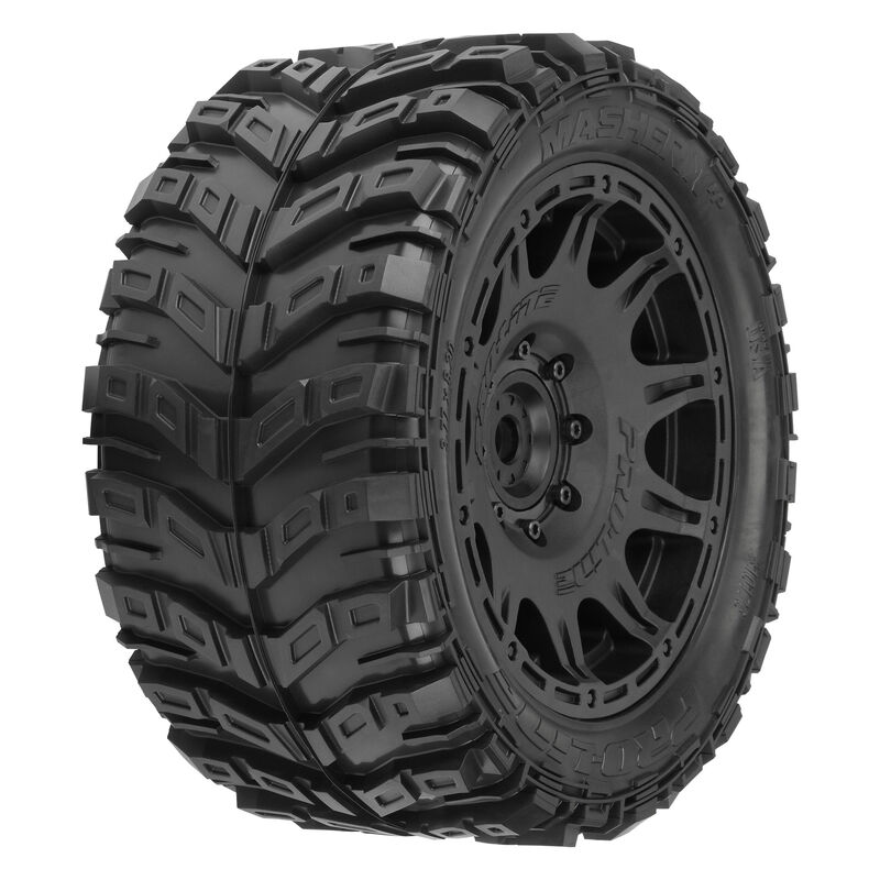 1/6 Masher X HP BELTED F/R 5.7&rdquo; Tires MTD 24mm Blk Raid 8x48 Hex (2)