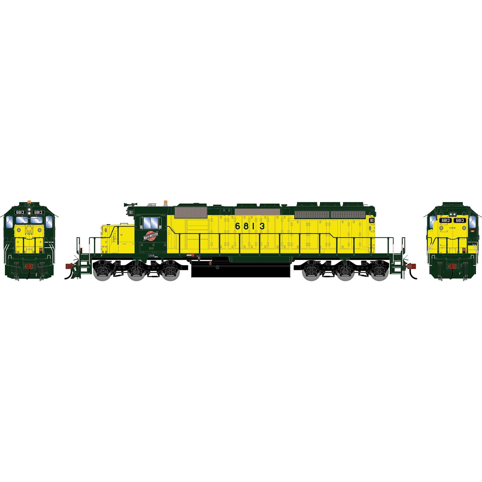HO ATH SD40-2 Locomotive w/DCC & Sound, CNW #6813