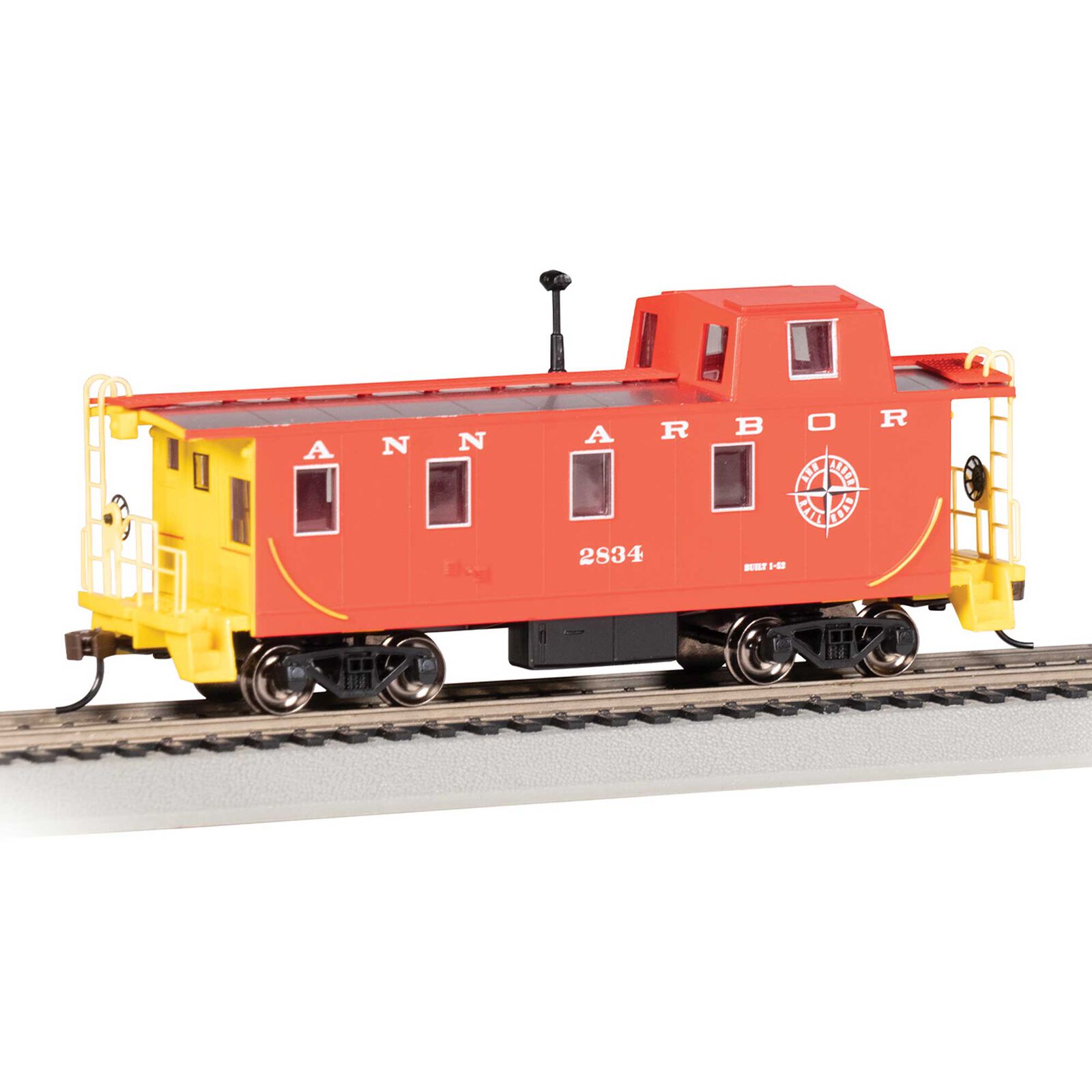 HO Streamlined Caboose w/ Off-Set Cupola - Ann Arbor #2834