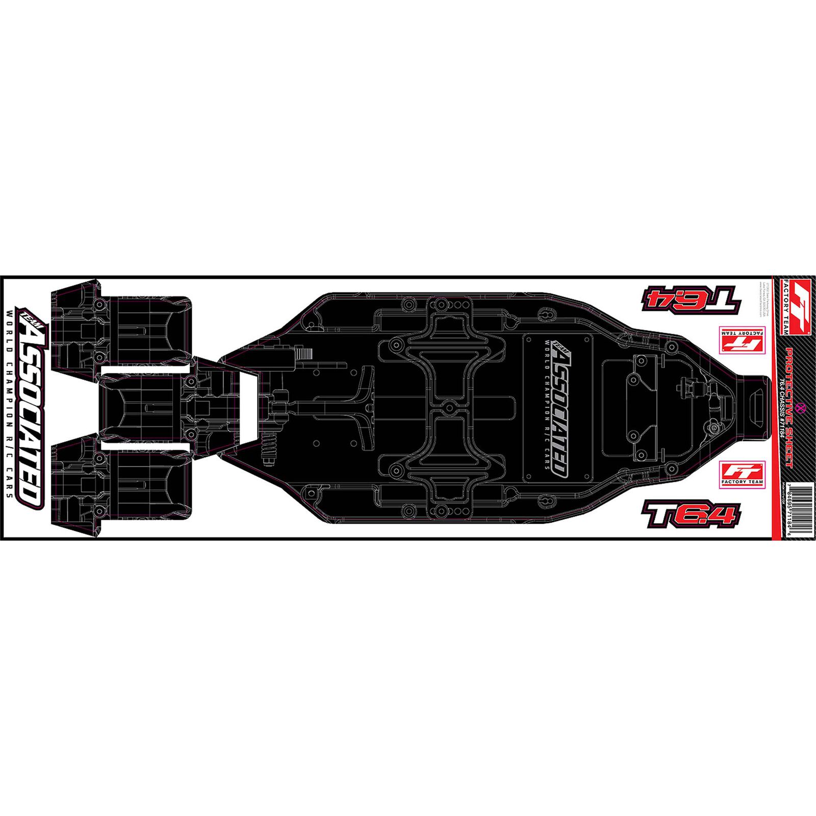 Factory Team Printed Chassis Protective Sheet, 1/10 Team Associated RC10T6.4