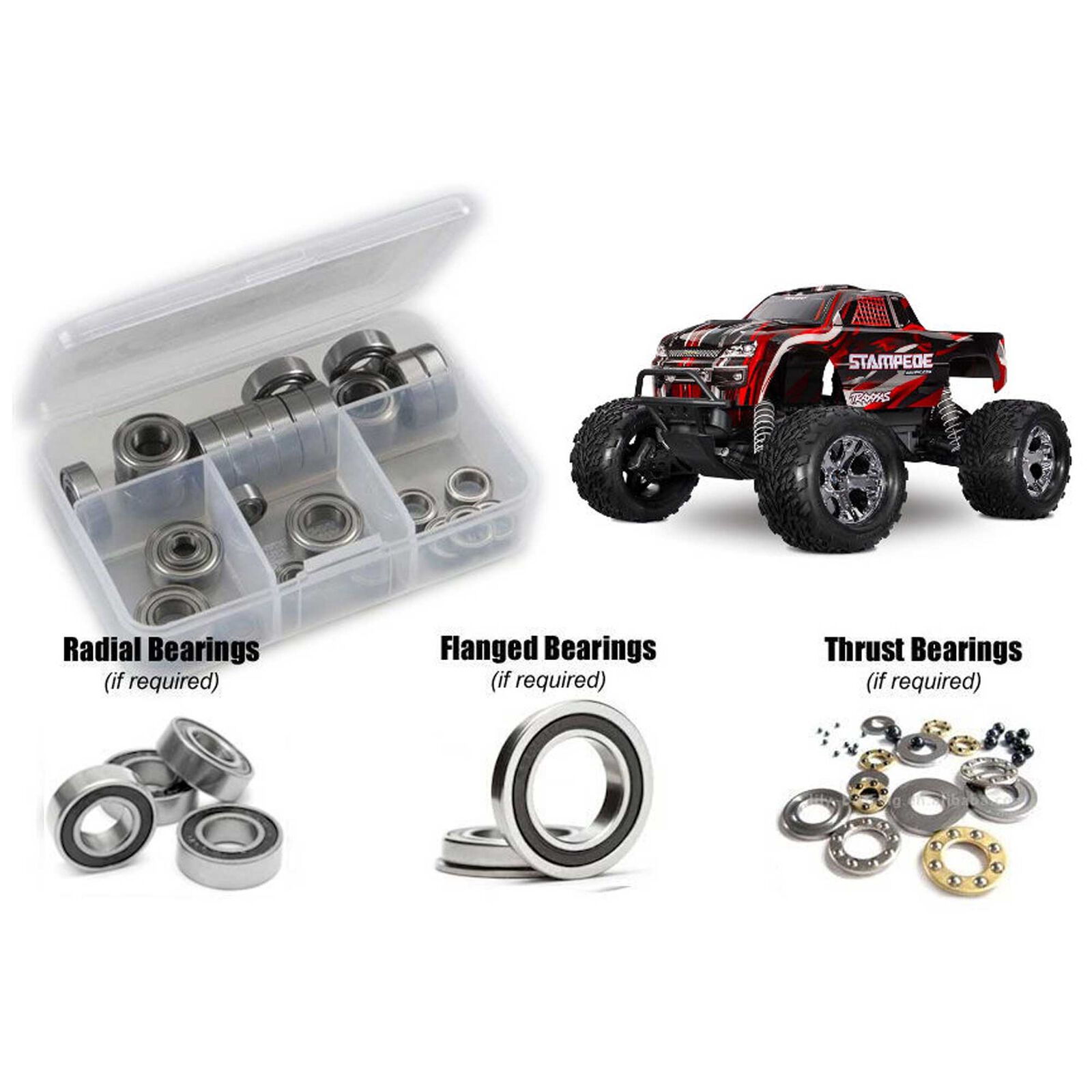 Rubber Shielded Bearing Kit, 1/10 Traxxas Stampede BL-2S