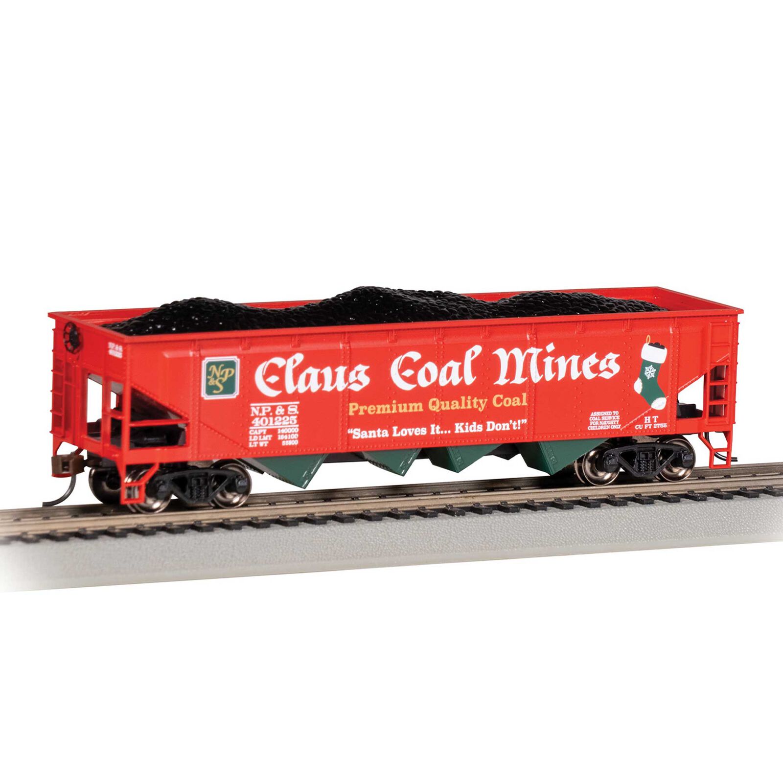 40' Quad Hopper Car - CHRISTMAS - NP&S&reg; CLAUS COAL MINES - HO Scale