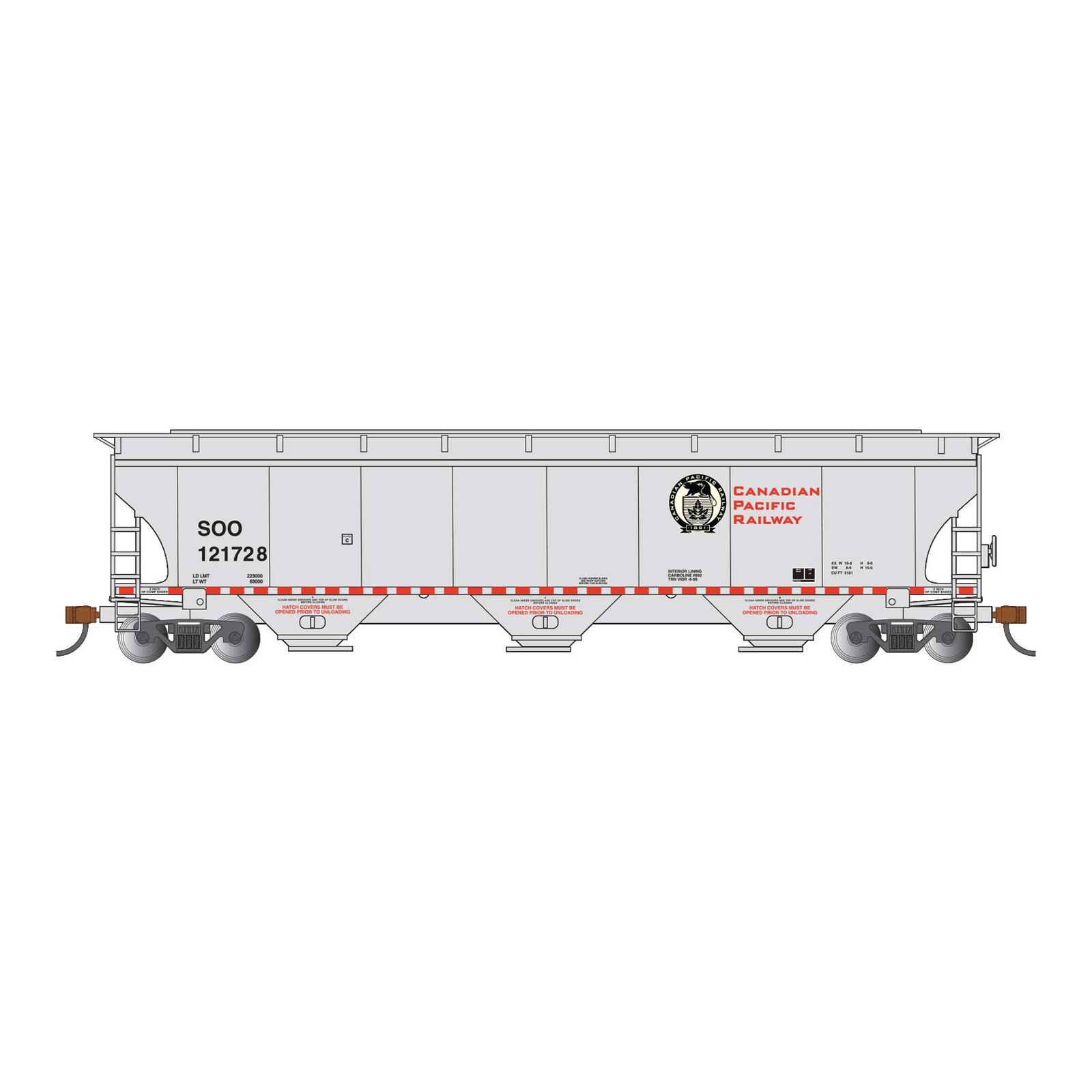 HO Trinity 5161 3-Bay Covered Hopper - Canadian Pacific #121728