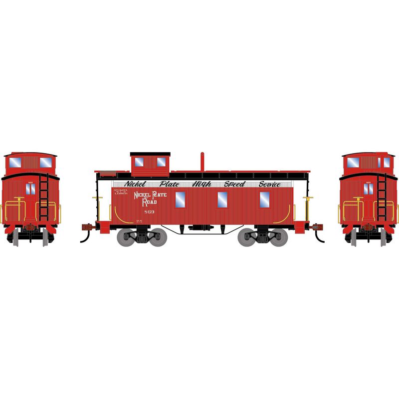 HO ATH 3-Window Wood Caboose, NKP #869