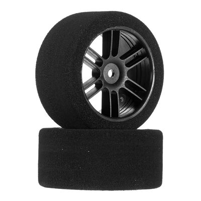 1/10 30mm Nitro Touring Foam Tires, Mounted, 35 Rear, Black Wheels (2) 1/10 30mm Nitro Touring Foam Tires, Mounted, 35 Rear, Black Wheels (2)