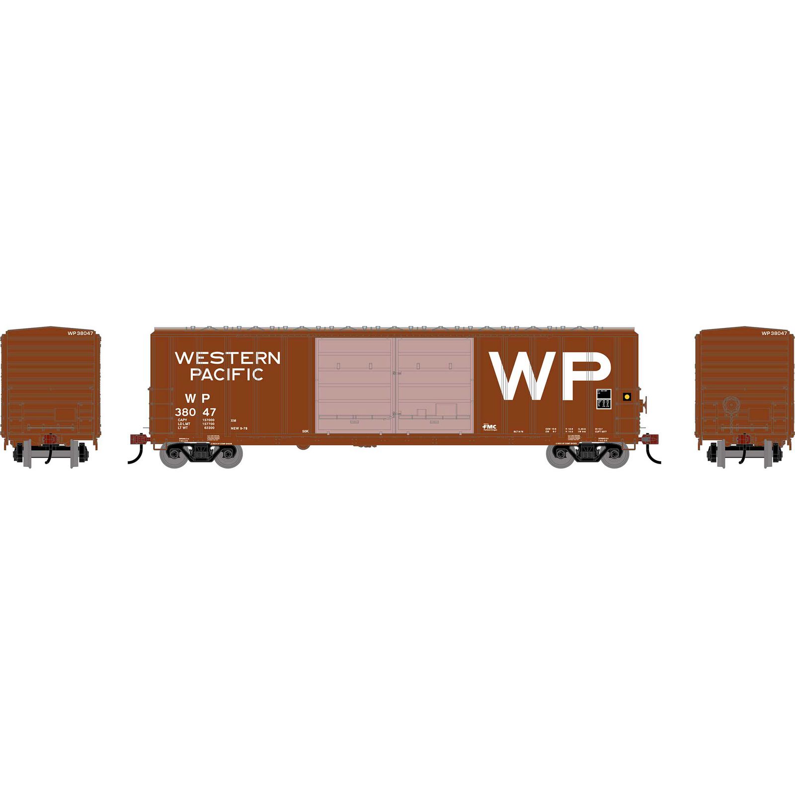 HO ATH 50' FMC 5077 Centered Double Door Box Car, WP #38047