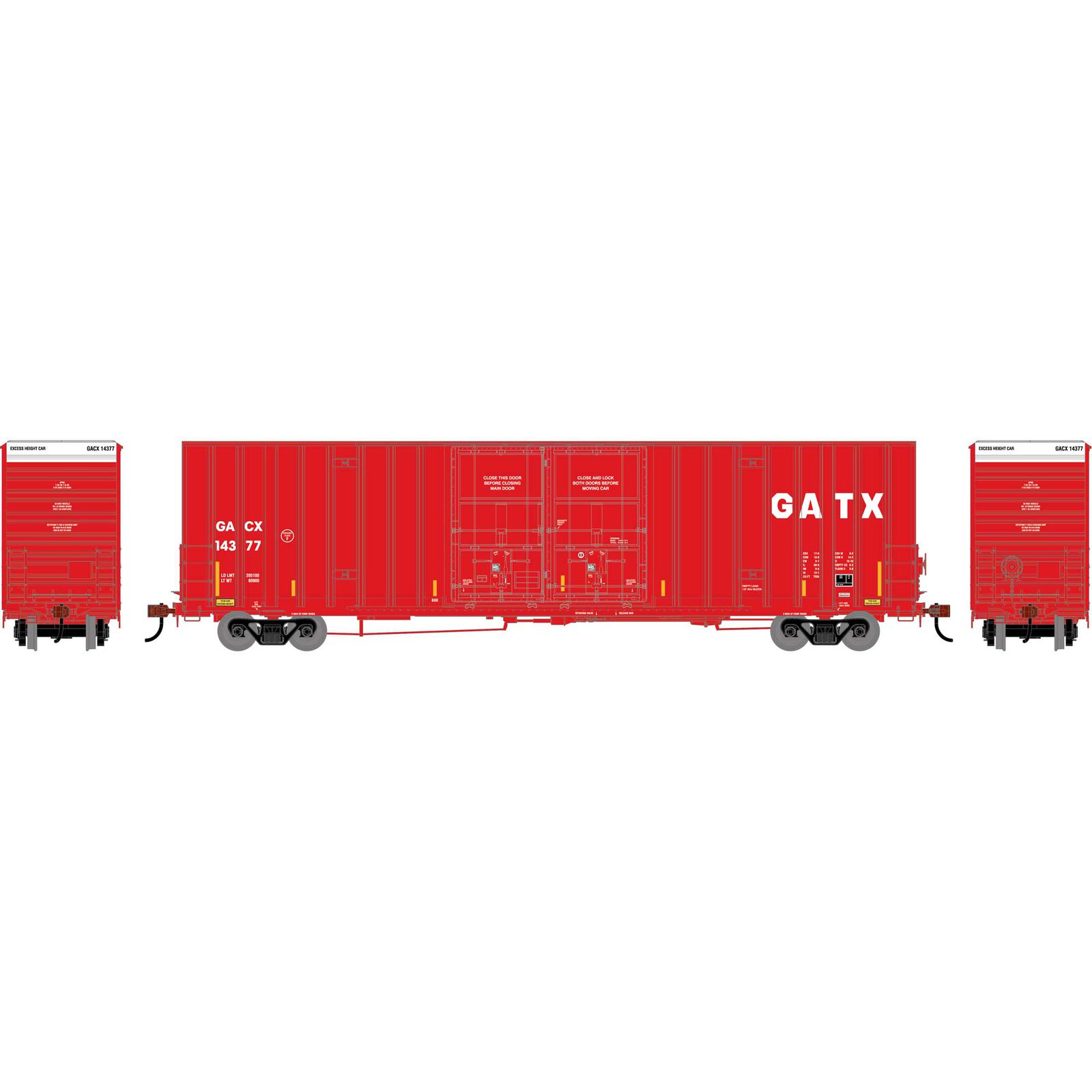 HO ATH 60' Gunderson High Cube Double Door Box Car, GACX #14377