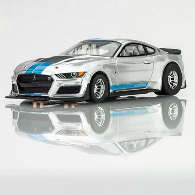 HO 2020 Ford Mustang GT500KR Mega G+ Slot Car, Silver & Blue HO 2020 Ford Mustang GT500KR Mega G+ Slot Car, Silver & Blue