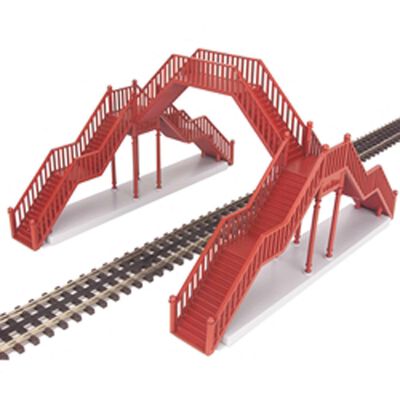 O Scale Single Track Pedestrian Crosswalk - Red O Scale Single Track Pedestrian Crosswalk - Red
