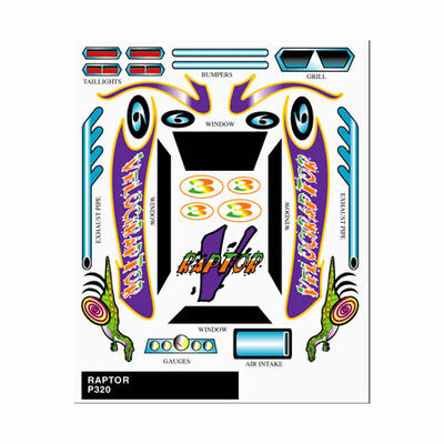 Stick-On Decals, Raptor Stick-On Decals, Raptor