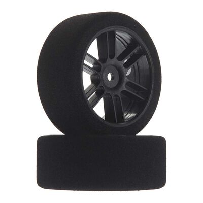 1/10 26mm Nitro Touring Foam Tires, Mounted, 40 Front, Black Wheels (2) 1/10 26mm Nitro Touring Foam Tires, Mounted, 40 Front, Black Wheels (2)
