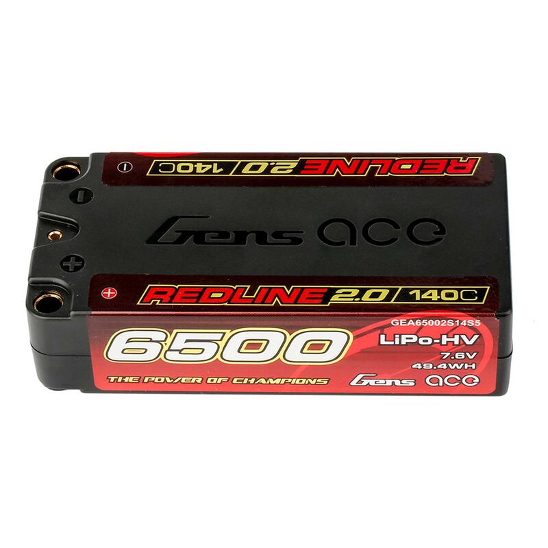 7.6V 6500mAh 2S 140C Redline 2.0 LiHV Hardcase Battery: 5.0mm Bullet
