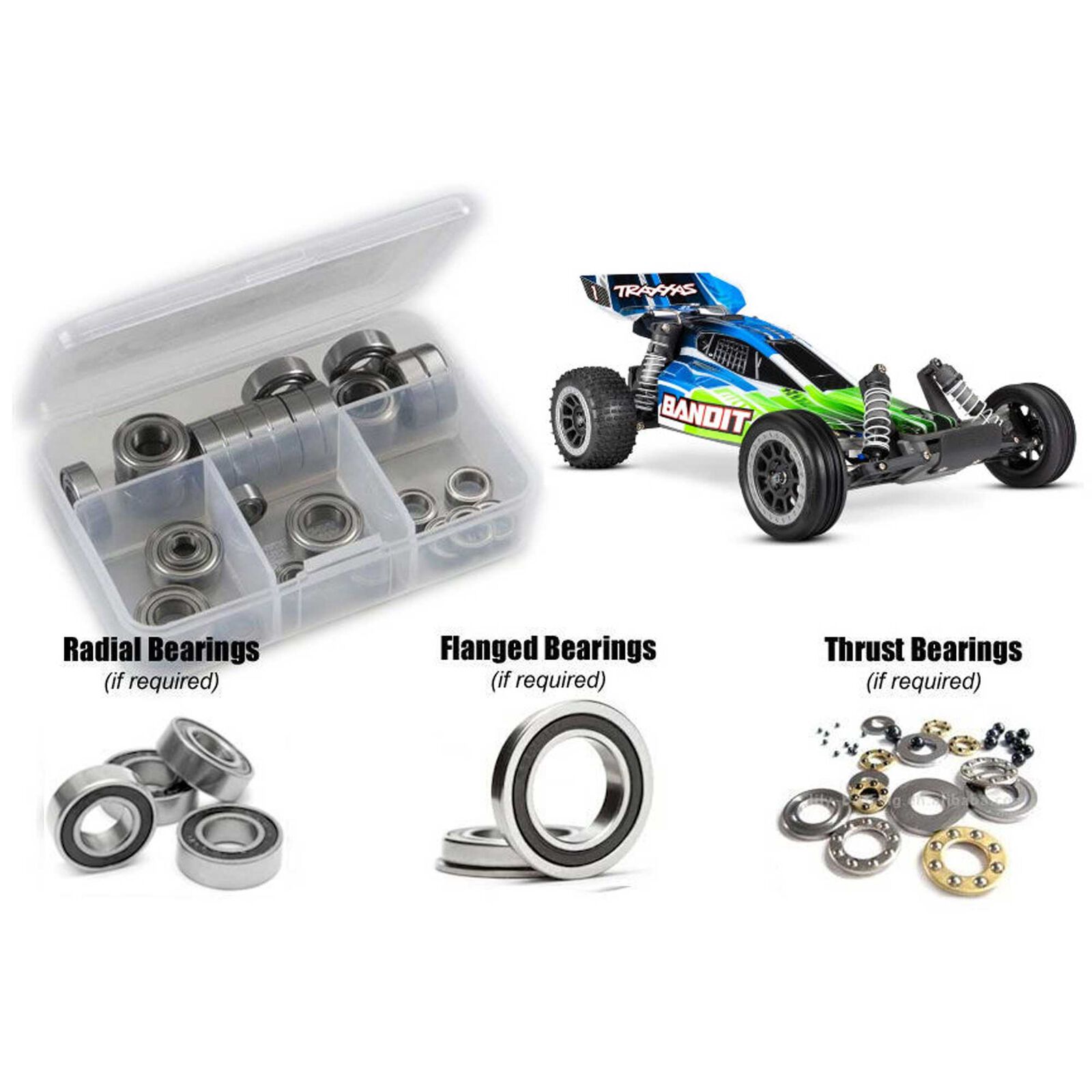 Rubber Shielded Bearing Kit, 1/10 Traxxas Bandit XL