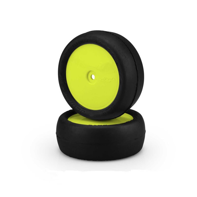 1/10 Smoothie 2 2.2&rdquo; Pre-Mounted Front 4x4 Buggy Tires, Yellow Wheels, Silver Compound (2)