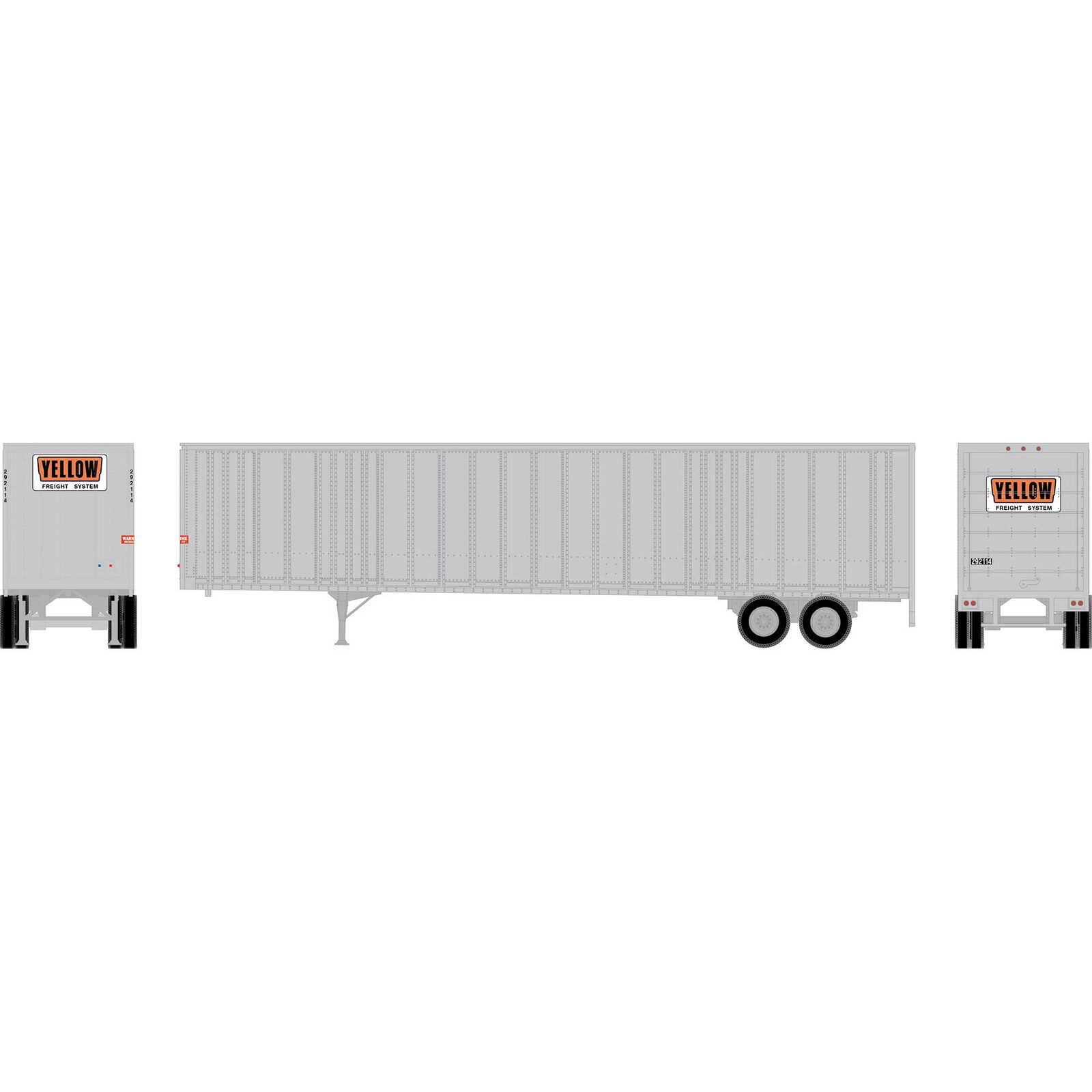 HO ATH 48' Wedge Trailer, Yellow Freight #292114