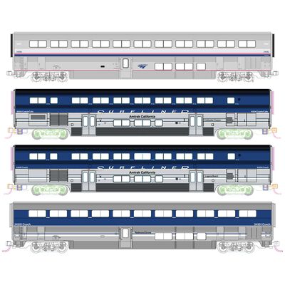(N) Amtrak Pacific Surfliner 4 Car Add-on Set (N) Amtrak Pacific Surfliner 4 Car Add-on Set