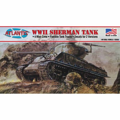 1/48 World War II M4 Sherman Medium Tank Model Kit with Four Figures 1/48 World War II M4 Sherman Medium Tank Model Kit with Four Figures