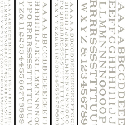 Railroad Roman Letters, White Railroad Roman Letters, White