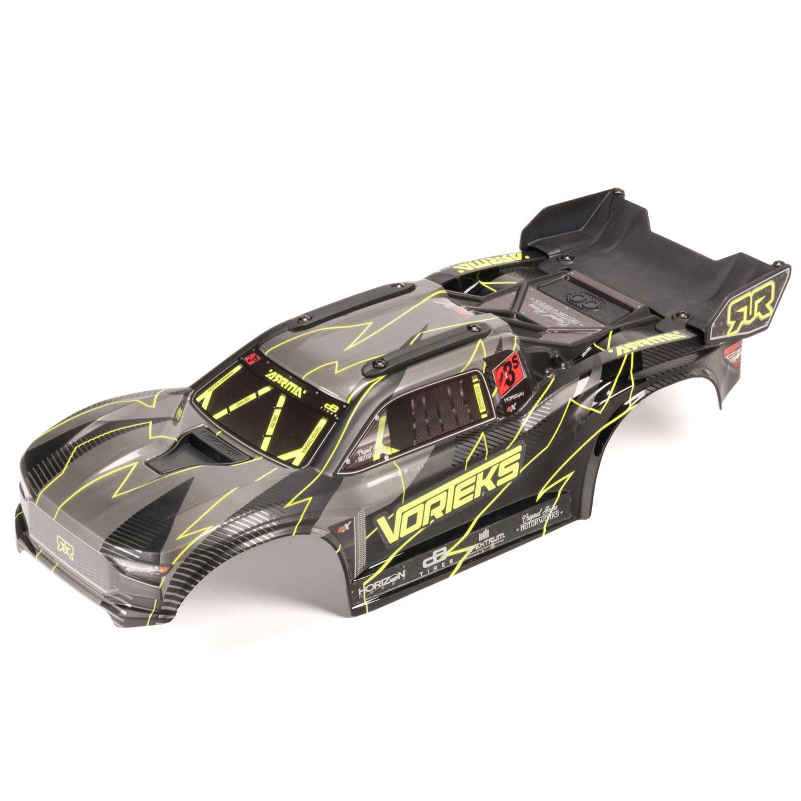 1/10 Painted Decaled Trimmed Body Set with Hidden Body Mount, Yellow/Black: VORTEKS 2WD