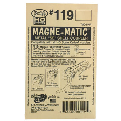 HO Whisker Shelf Coupler, 19/64" Center (2pr) HO Whisker Shelf Coupler, 19/64" Center (2pr)