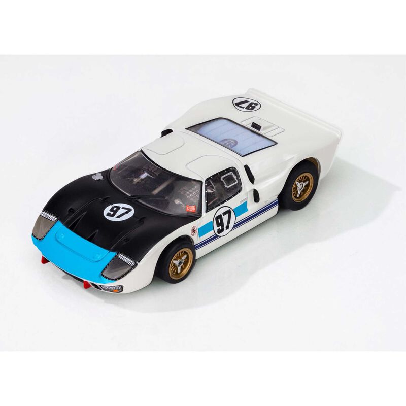 HO 1966 Ford GT40 Mk.II #97 Mega G+ Slot Car, White & Black