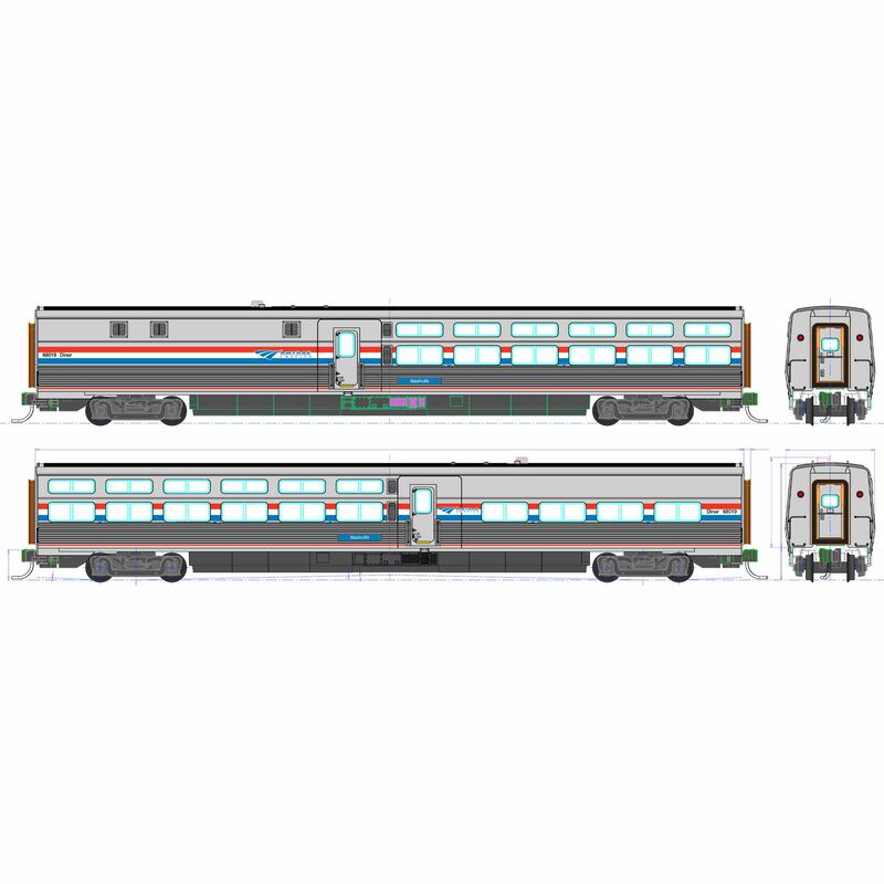 HO Amtrak Viewliner II Diner Phase III #68012 Harrisburg w/ Lights