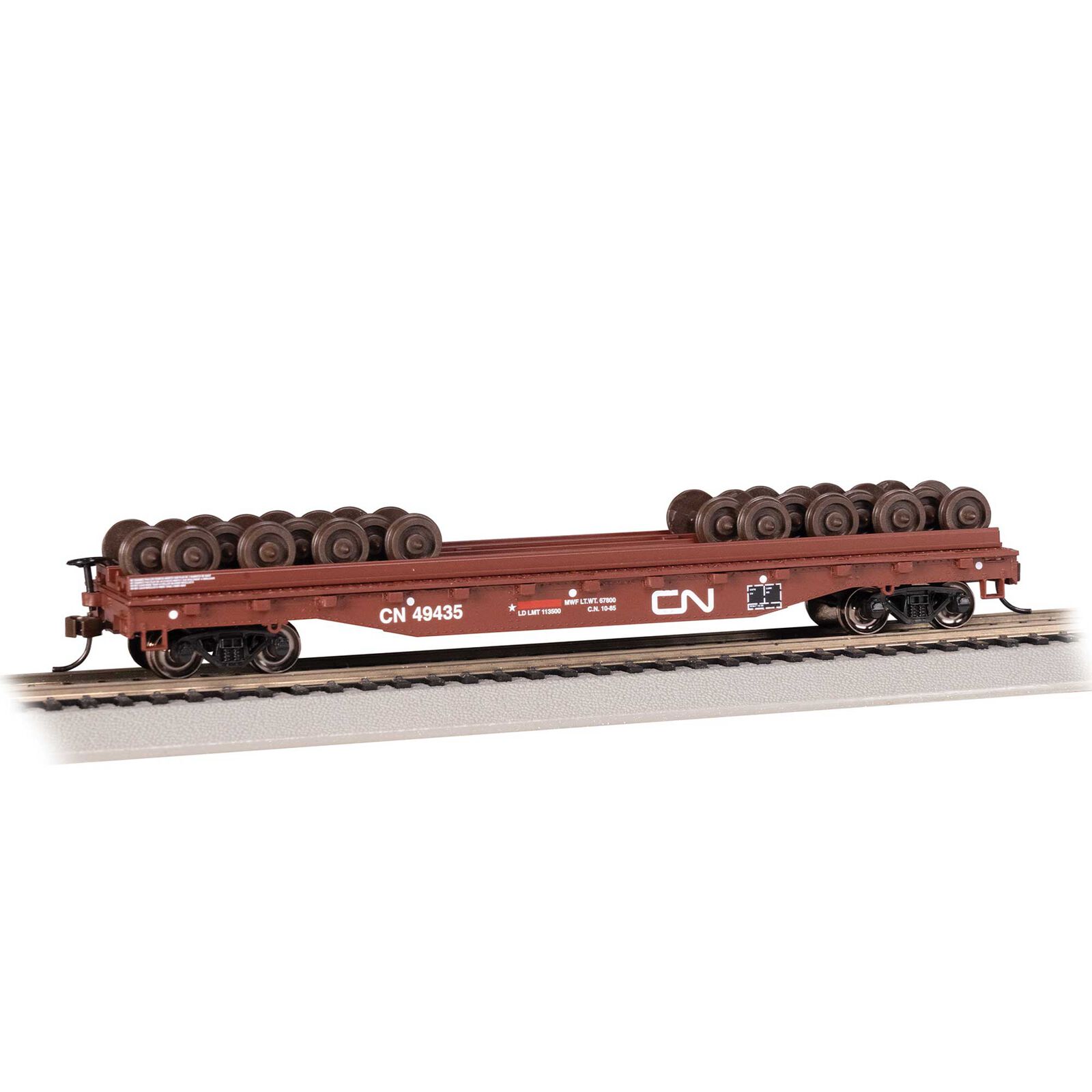 HO 52' Wheel Flatcar w/ Wheel Load - Canadian National #49435