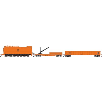 HO MOW Set, Orange Fuel Oil Tank Car #90051/Derrick Car #110667/52' Mill Gondola #120568 (3) HO MOW Set, Orange Fuel Oil Tank Car #90051/Derrick Car #110667/52' Mill Gondola #120568 (3)