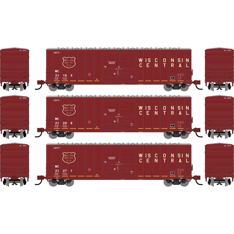 N ATH 50' FMC 5327 12' Plug Door Box Car, WC #21163/21209/21271 (3)