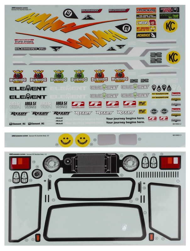 Body Decal Sheets, 1/10 Element Bushido+