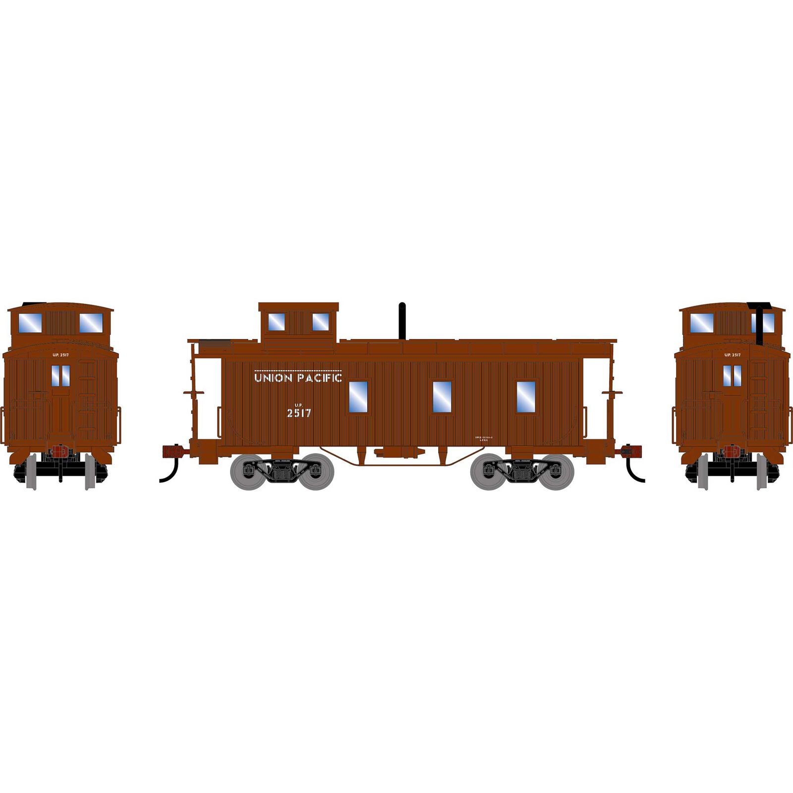 HO ATH 3-Window Wood Caboose, UP #2517