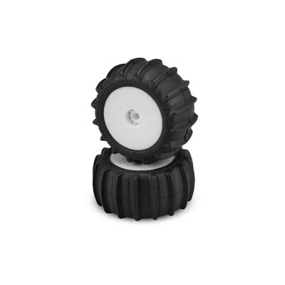 1/16 Animal Pre-Mounted Mini-T/ Mini-B Tires, White Wheels, Green Compound (2) 1/16 Animal Pre-Mounted Mini-T/ Mini-B Tires, White Wheels, Green Compound (2)