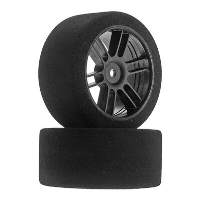 1/10 30mm Nitro Touring Foam Tires, Mounted, 38 Rear, Black Wheels (2) 1/10 30mm Nitro Touring Foam Tires, Mounted, 38 Rear, Black Wheels (2)