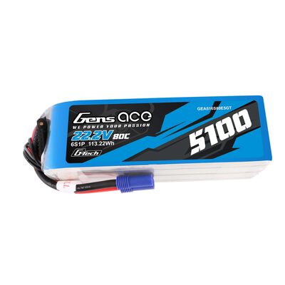 22.2V 5100mAh 6S 80C G-Tech LiPo Battery: EC5 22.2V 5100mAh 6S 80C G-Tech LiPo Battery: EC5