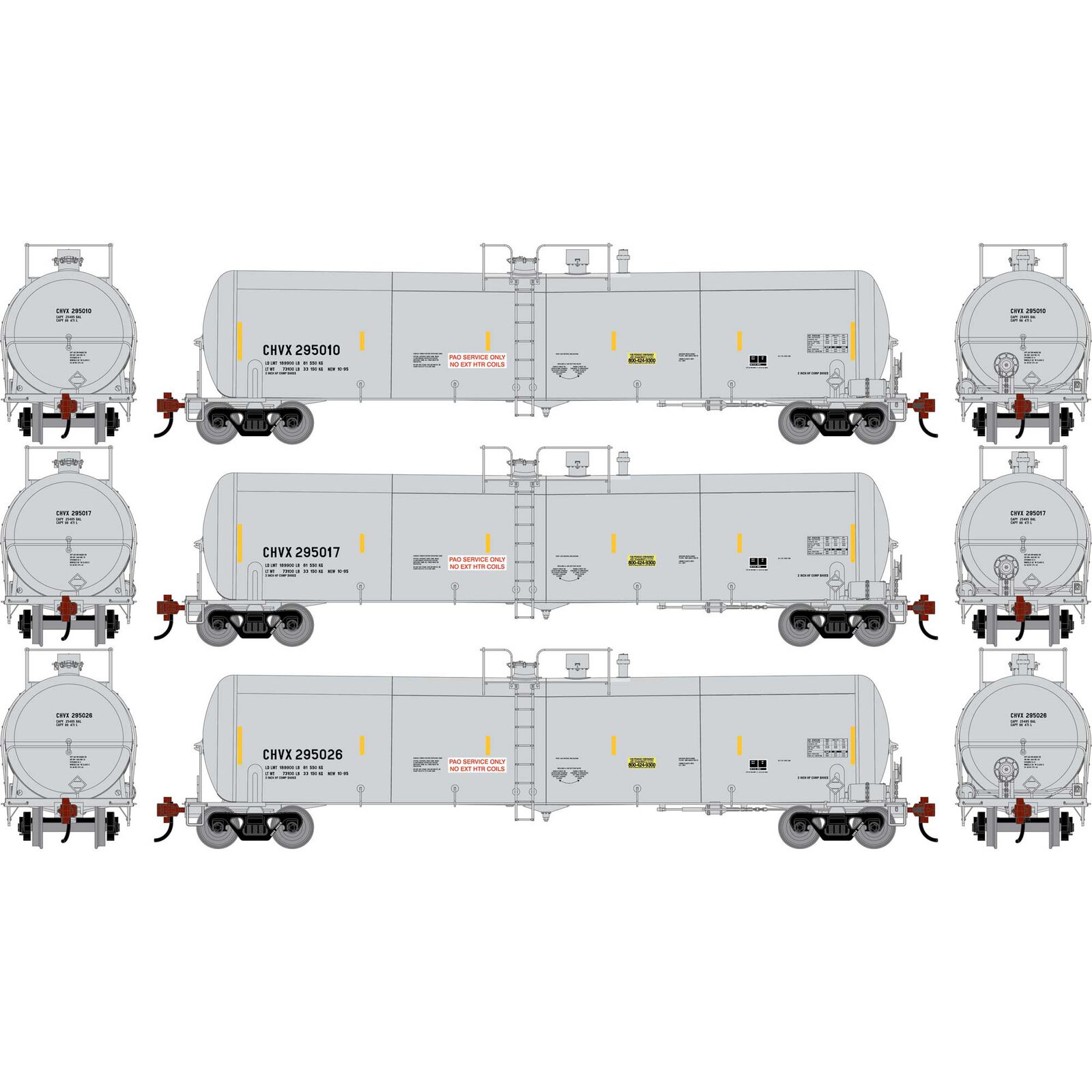 HO ATH 30K Ethanol Tank Car, CHVX #295010/295017/295026 (3)