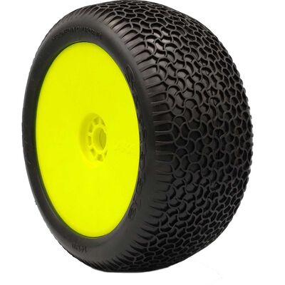1/8 EVO Scribble Soft Long Wear Pre-Mounted Tires, Yellow Wheels (2): Truggy 1/8 EVO Scribble Soft Long Wear Pre-Mounted Tires, Yellow Wheels (2): Truggy