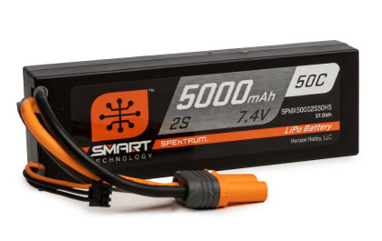 Spektrum<sup>&trade;</sup>5000mAh 2S 50C Smart Hardcase LiPo Battery: IC5
