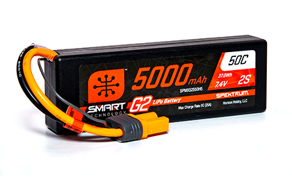 Spektrum<sup>&trade;</sup> 5000mAh 2S 7.4V Smart G2 Lipo 50C: IC5 