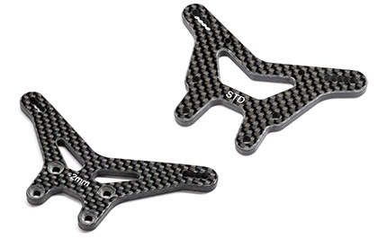 CARBON FRONT & REAR SHOCK TOWERS for the Team Losi Racing 1/10 22X DC 2WD RC Buggy Race Kit, Dirt/Clay