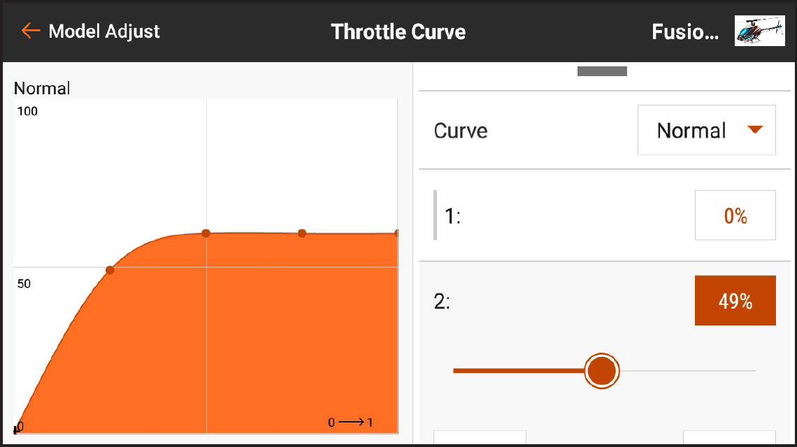 AirWare<sup>&trade;</sup> Touch app Throttle Curve