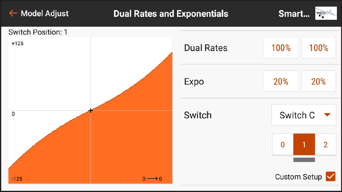 AirWare<sup>&trade;</sup> Touch app Dual Rates and Exponentials