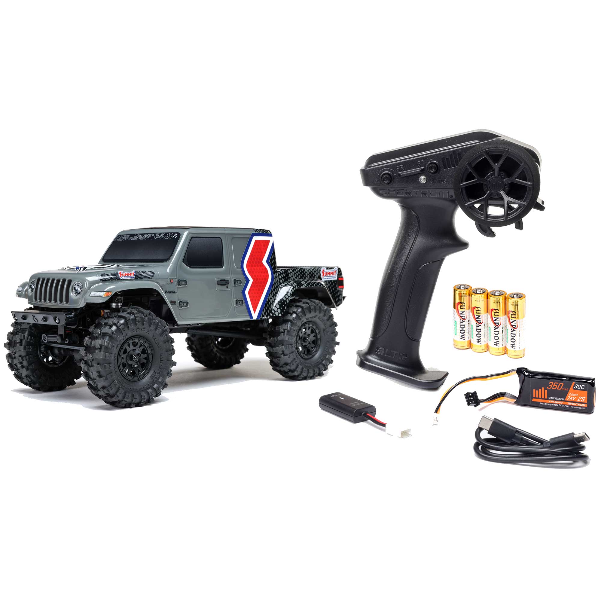 1/24 SCX24 Summit Racing Jeep Gladiator 4X4 Rock Crawler RTR (Battery & Charger Included), Gray