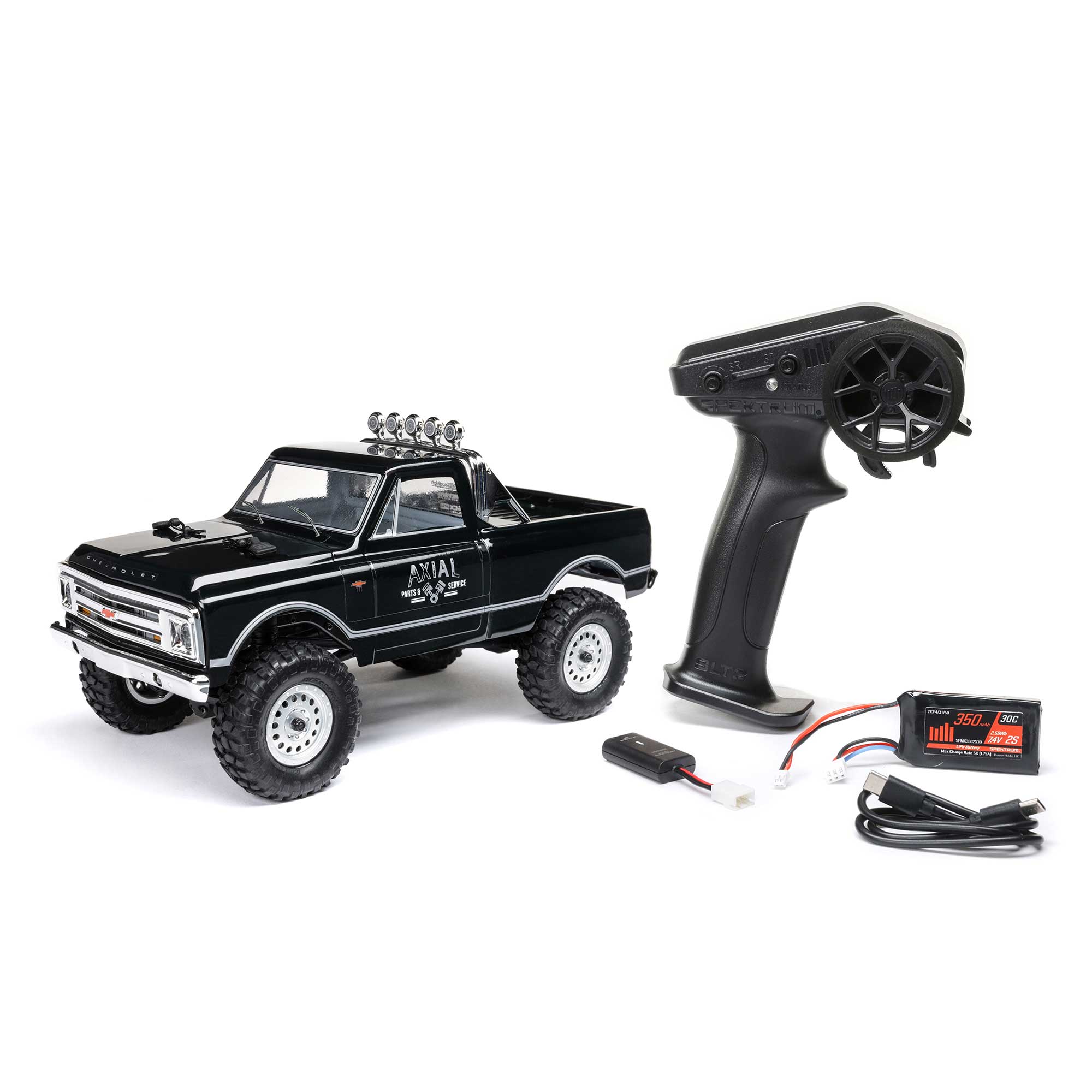 1/24 SCX24 1967 Chevrolet C10 4X4 RTR Brushed Rock Crawler (Battery & Charger Included), Black
