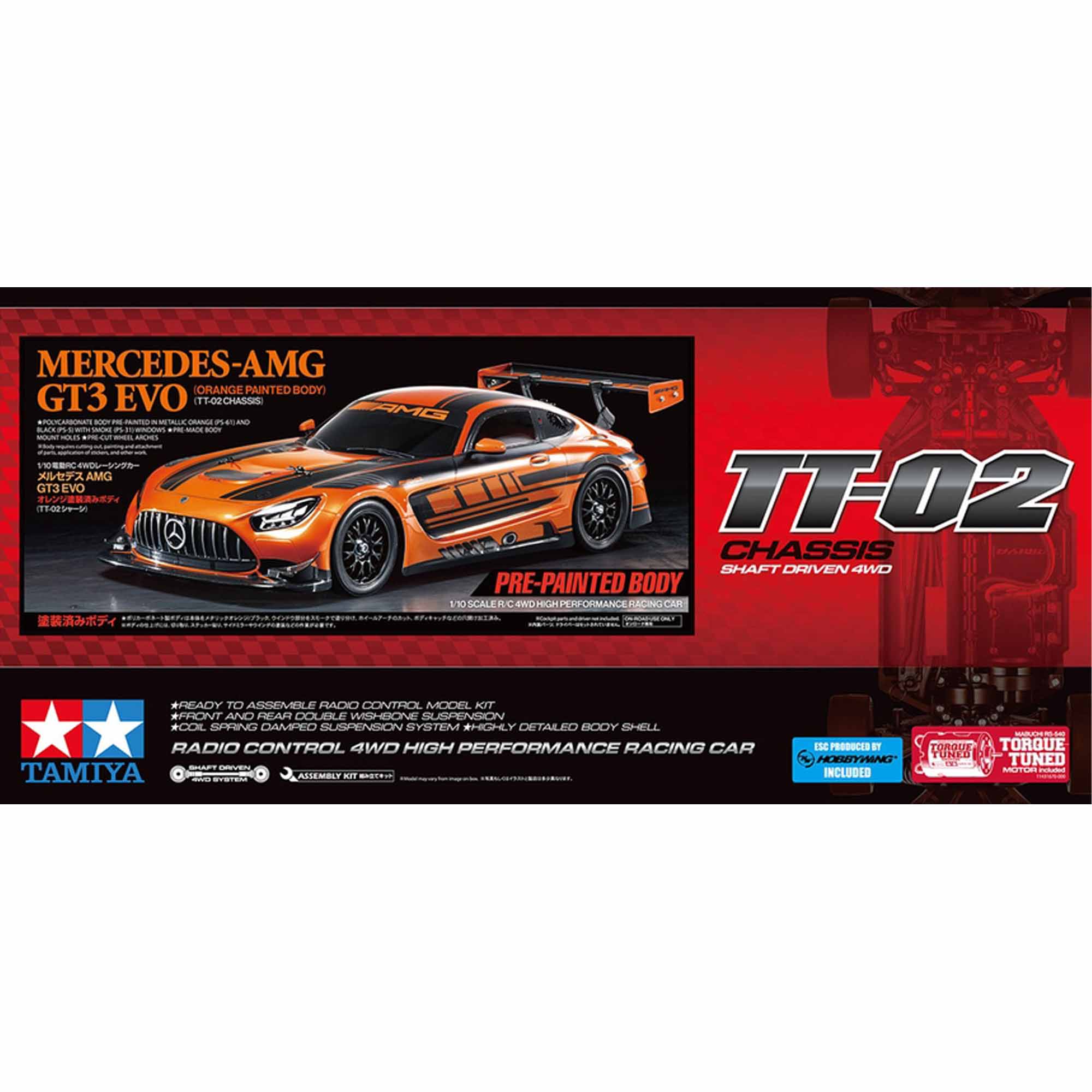 1/10 RC Mercedes-AMG GT3 EVO Orange Painted Body (TT-02) LIMITED EDITION